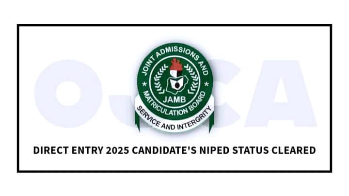 DIRECT ENTRY 2025 CANDIDATE'S NIPED STATUS CLEARED: